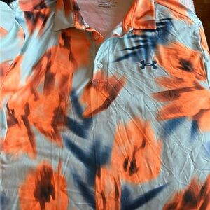 Under Armour Men’s Orange & Light Blue Abstract Print Polo